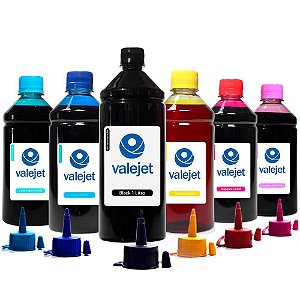 Kit 6 Tintas L800 para Epson Bulk Ink Black 1 Litro Coloridas 500ml Valejet