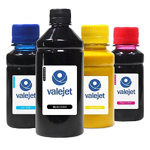 Kit 4 Tinta Sublimática para Epson Bulk Ink Black 500ml Color 100ml Valejet