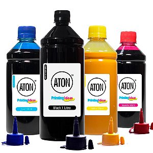 Kit 4 Tintas Sublimatica para Epson Bulk Ink ATON Black 1 litro Cyan Magenta Yellow 500ml