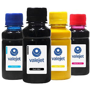 Kit 4 Tintas para HP 8100 | 8600 CMYK 100ml Corante Valejet