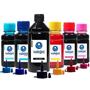 Kit 6 Tintas L1800 para Epson Black 500ml Coloridas 100ml Corante Valejet