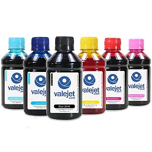 Kit 6 Tintas para Epson Universal CMYK 250ml Corante Valejet