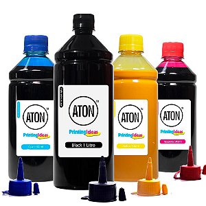 Kit 4 Tintas L200 para Epson Black 1 Litro Color 500ml Pigmentada Aton