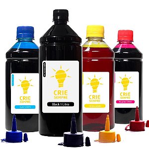 Kit 4 Tintas para Epson L375 Crie Sempre Black 1 L Color 500ml Corante