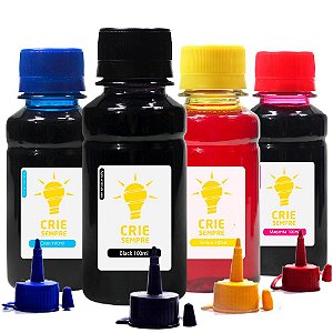 Kit 4 Tintas para Epson L220 Premium Crie Sempre CMYK 100ml Corante