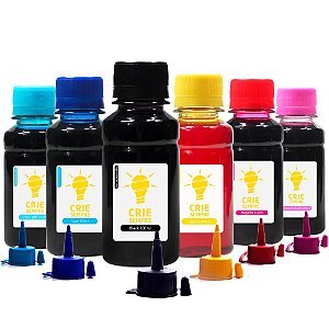 Kit 6 Tintas para Epson L1800 | L-1800 Crie Sempre CMYK Corante 100ml