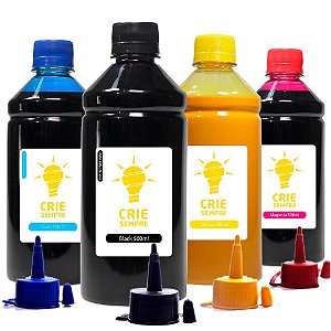 Kit 4 Tintas para Epson L355 | L200 CMYK Pigmentada Crie Sempre 500ml