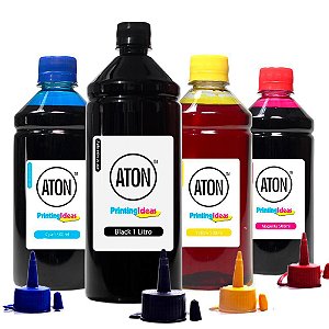 Kit 4 Tintas para Epson L395 Ecotank Black 1 Litro e Coloridas 500ml Aton