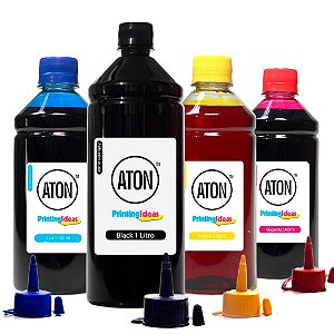 Kit 4 Tintas para Epson L606 Bulk Ink Black 1L Coloridas 500ml Aton