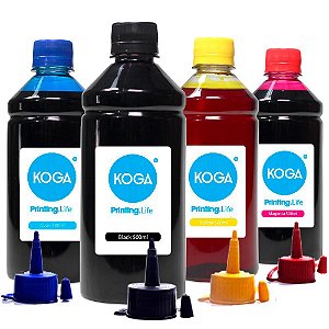 Kit 4 Tintas para Epson L395  CMYK Corante 500ml Koga