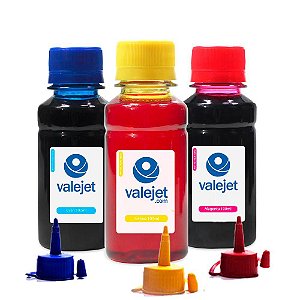 Kit 3 Tintas para Epson L365 EcoTank Cyan Yellow Magenta 100ml Corante Valejet