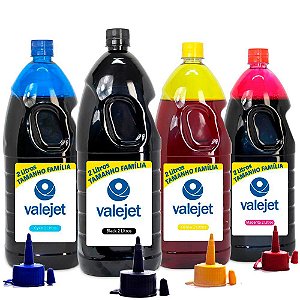 Kit 4 Tintas Bulk Ink para Epson L495 CMYK 2 Litros Corante Valejet