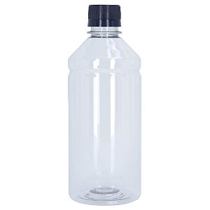 Frasco Transparente Cristal com Tampa Preta 500ml