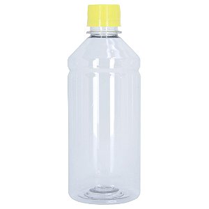 Frasco Transparente Cristal com Tampa Amarela 500ml