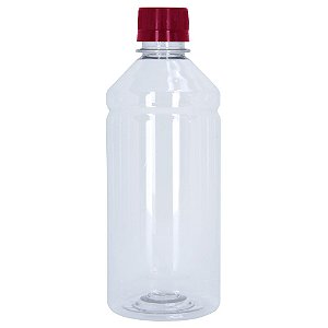 Frasco Transparente Cristal com Tampa Vermelha 500ml