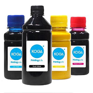 Kit 4 Tintas Sublimáticas para Epson L555 Black 500ml Color 100ml Koga