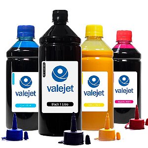 Kit 4 Tintas para Epson L1455 Black 1L Color 500ml Pigmentada Valejet