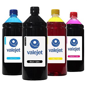 Kit 4 Cores Tinta para Epson L3150 Valejet Corante 1 Litro CMYK