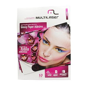 Papel Fotográfico Glossy Adesivo Multilaser 220g 10 Folhas