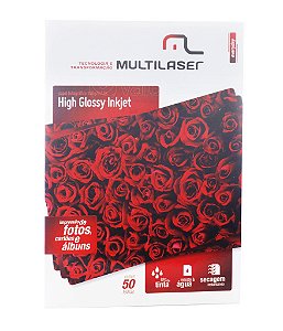 Papel Photo Glossy A4 180g 50 Folhas Multilaser