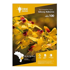 Papel Fotográfico Adesivo Glossy Brilhante A3 115g Crie Sempre 100 Folhas