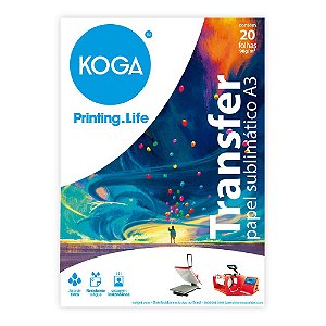 Papel Transfer A3 para Sublimação 90g Resinado 20 Folhas Koga