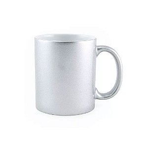 Caneca para Sublimação de Cerâmica Perolada Prateada