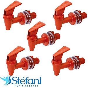 Kit 5 Torneiras para Filtro de Água Stéfani Clic Marrom PVC