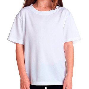 Camiseta Branca Poliéster para Sublimação Gola Redonda Infantil (Tam 12)