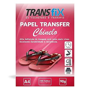 PAPEL TRANSFER LASER TRANSFIX PARA CHINELO 100 FOLHAS