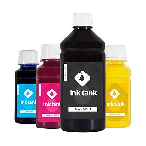 Kit 4 Tintas para Epson  L355|L200 Pigmentada Black 500 ml e Coloridas 100 ml Bulk Ink - Ink Tank
