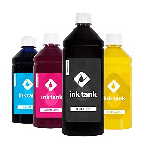 Kit 4 Tintas para Epson T504 Black Pigmentada 1 Litro e Coloridas Corante 500 ml Bulk Ink - Ink Tank
