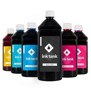 KIT 6 TintaS Corantes para Epson L805 Bulk Ink Black 1 Litro Coloridas + Light 500 ml - Ink Tank