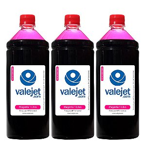 Kit 3 Refil de Tinta para HP Universal Magenta 1 Litro Valejet