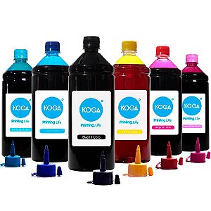 Kit 6 Tintas Epson Bulk Ink L850 CMYK Corante 1 Litro Koga