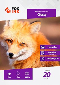 Papel Fotográfico A3 Glossy 180g Fox Ink 20 Folhas