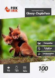 Papel Fotográfico A4 Glossy 230g Dupla Face Fox Ink 100 Folhas