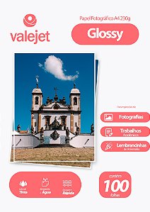 Papel Fotográfico Glossy A3 230g Valejet 100 Folhas