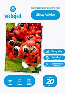 Papel Fotográfico Glossy Adesivo A4 115g Valejet 20 Folhas