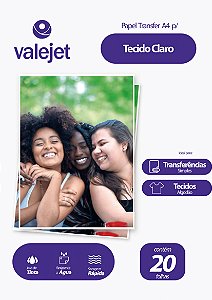 Papel Transfer para Tecido Claro A4 Valejet 20 Folhas