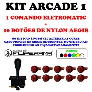 Kit Arcade com 1 Comando Matic + 10 Botões Aegir