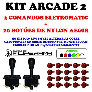 Kit Arcade com 2 Comandos Matic + 20 Botões Aegir