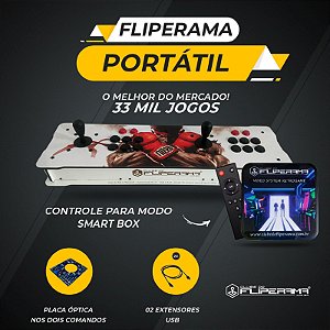 Kit Fliperama Portátil - Duplo, Zero Delay, Sistema Óptico, 33 mil Jogos e Sistema SmartBox!