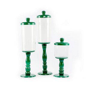 Trio torneado acrílico Decorativo Verde folha tipo-c com 3 unidades