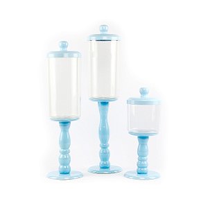 Trio torneado acrílico Decorativo Azul Bebê tipo-c com 3 unidades