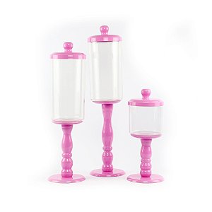 Trio torneado acrílico Decorativo Rosa tipo-c com 3 unidades