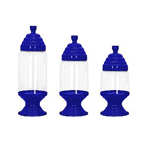 Trio Mini Baleiro Decorativo Azul Cobalto Tipo-A
