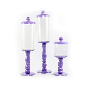 Trio torneado acrílico Decorativo lilás tipo-c com 3 unidades