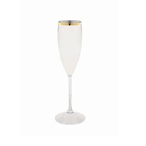 Taça Champagne Borda Dourada Transparente