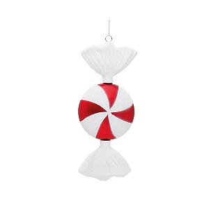 Enfeite Para Pendurar Bala Vermelho E Branco 17cm